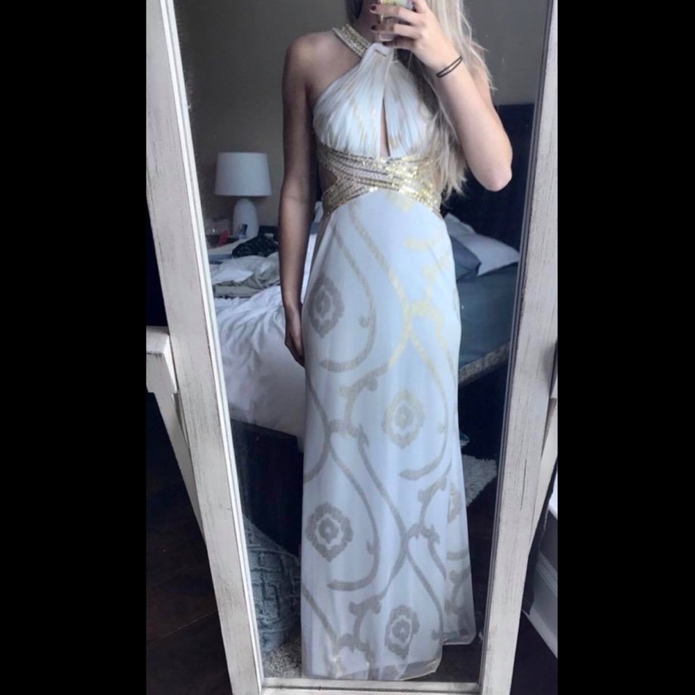 WHITE AND GOLD FORMAL DRESS